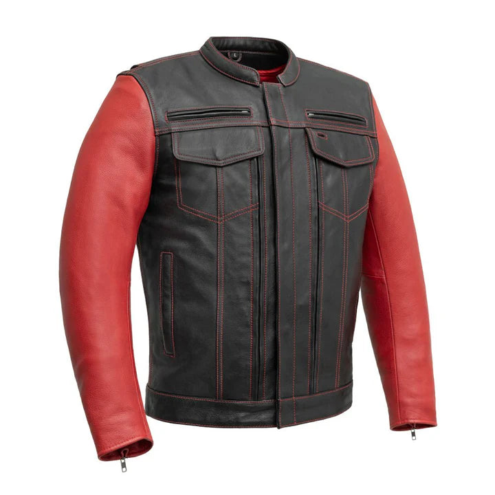 Blood Red Men's Motorcycle Leather Jacket