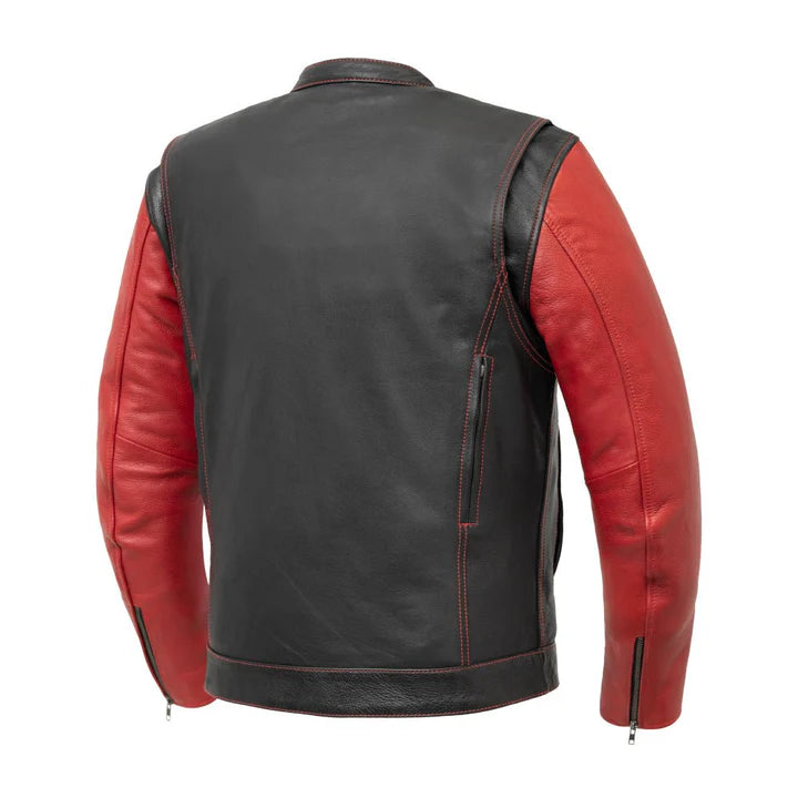 Blood Red Men's Motorcycle Leather Jacket