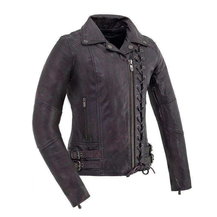 Braided Women's Motorcycle Leather Jacket