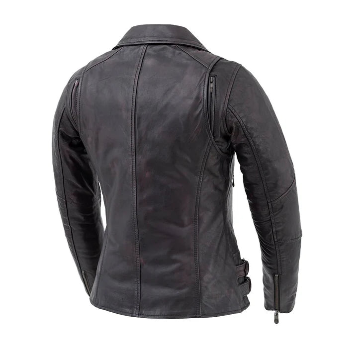 Braided Women's Motorcycle Leather Jacket