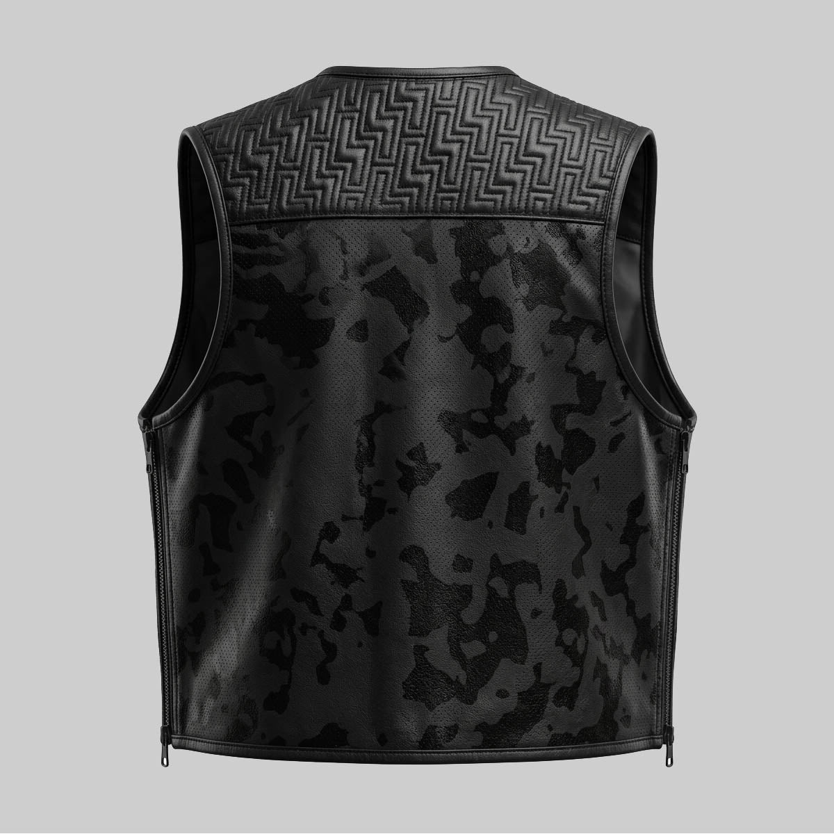 Men’s Tactical Geometric Leather Motorcycle Vest