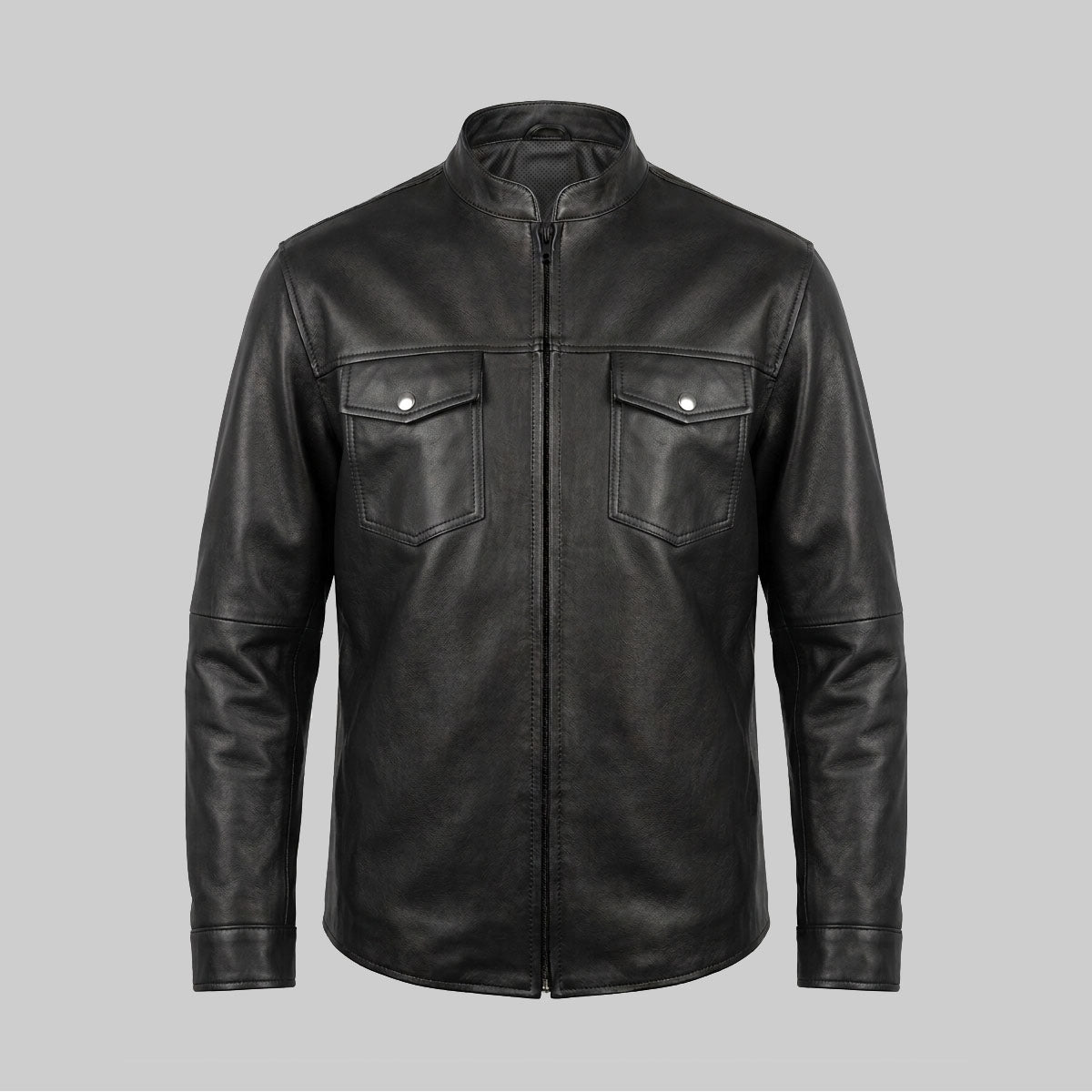 Classic Zip Leather Overshirt