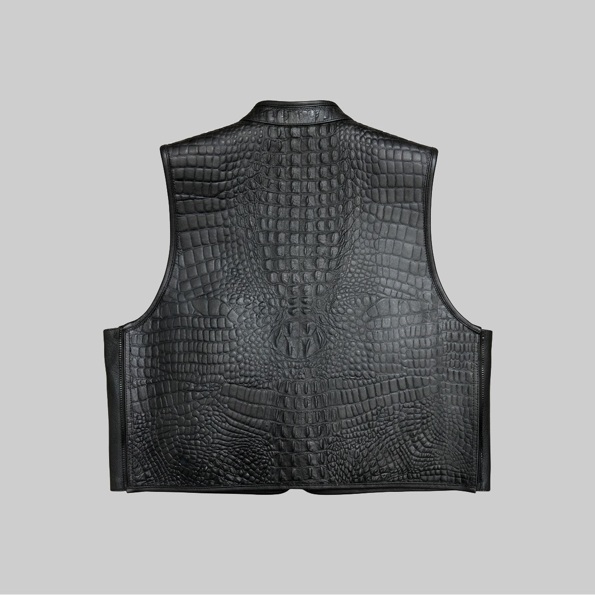 Crocodile Impression Leather Race Vest