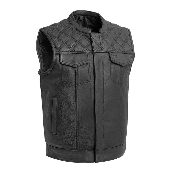 Diamond Long Men's Motorcycle Leather Vest