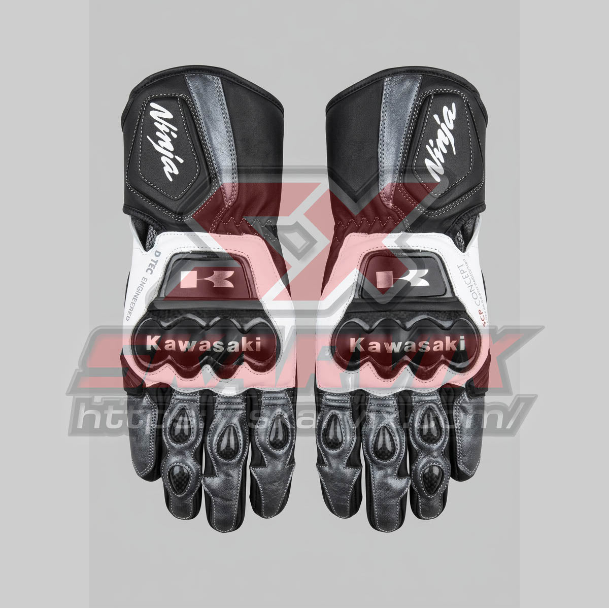 Kawasaki Ninja Motorcycle Leather Gloves