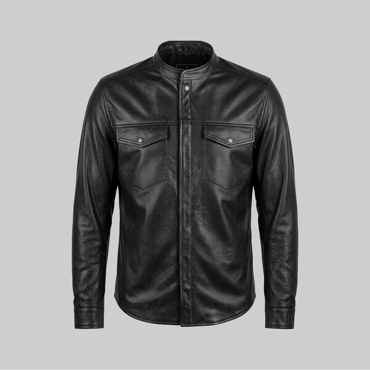 Leather Perforated Snapped Shirt