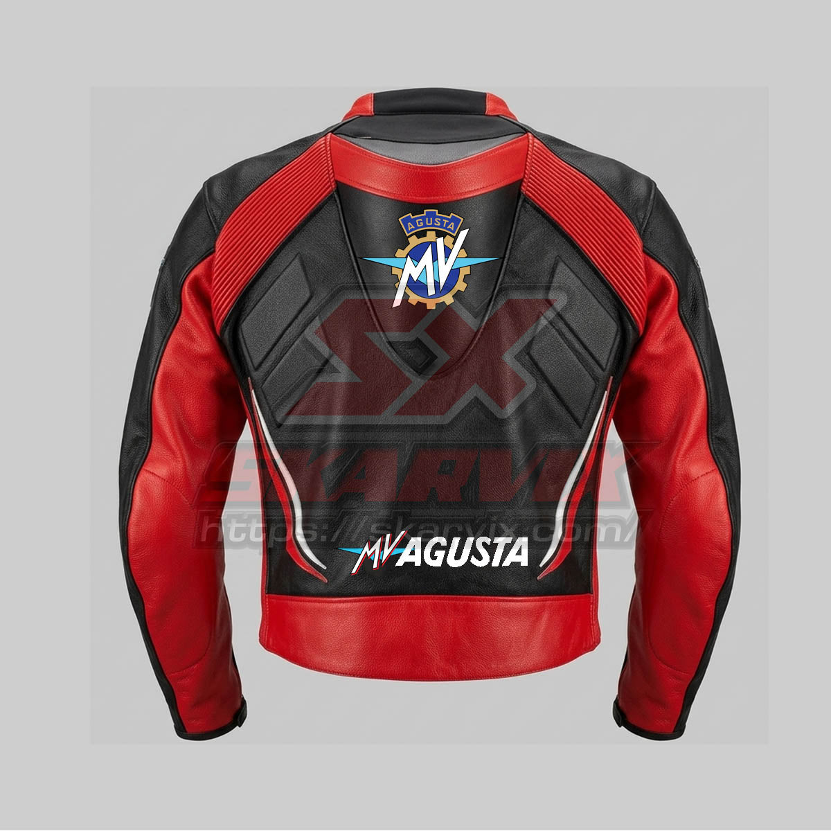MV Agusta Black Leather Motorcycle Jacket