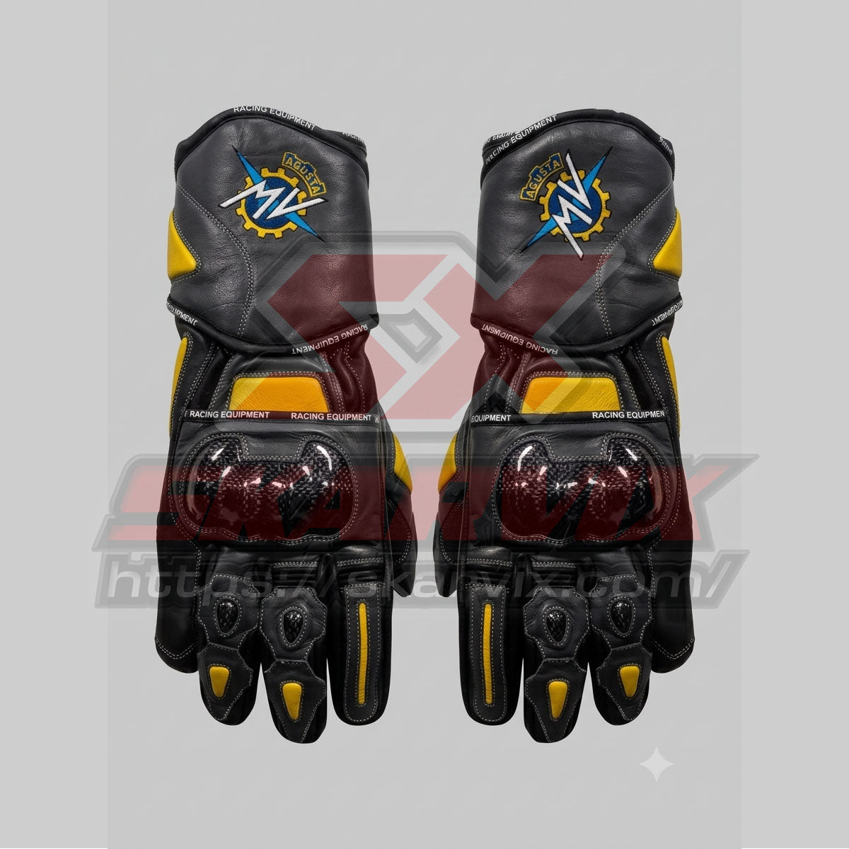 MV Agusta Black Motorcycle Leather Gloves