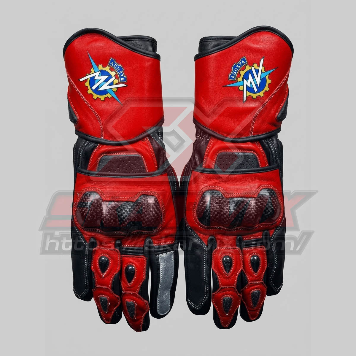MV Agusta Red Motorcycle Leather Gloves