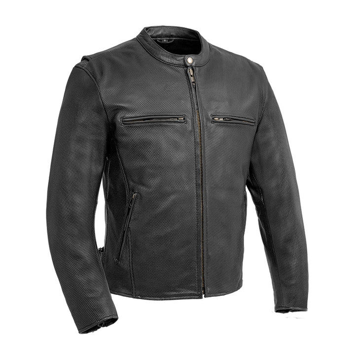 Perforated Men's Motorcycle Leather Jacket