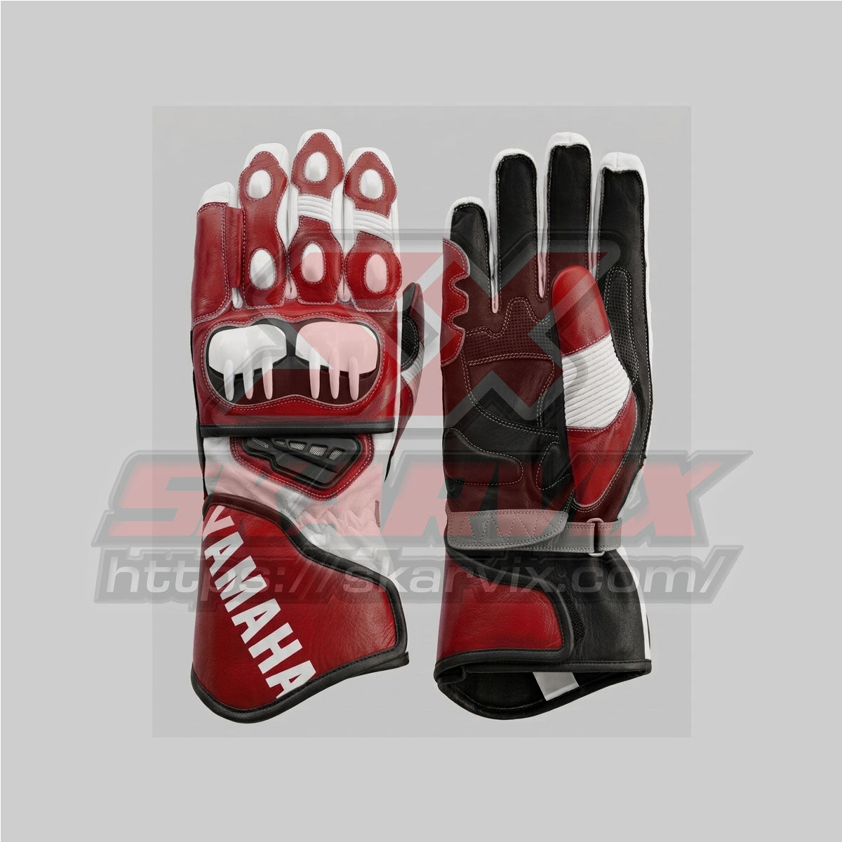 Yamaha Astar Red Leather Race Gloves