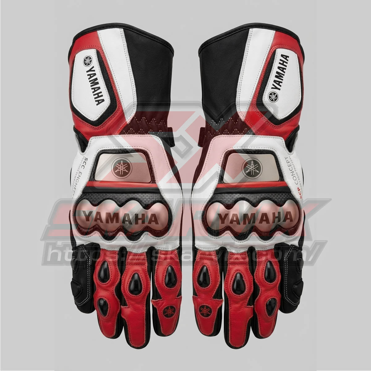 Yamaha Red Motorcycle Leather Gloves