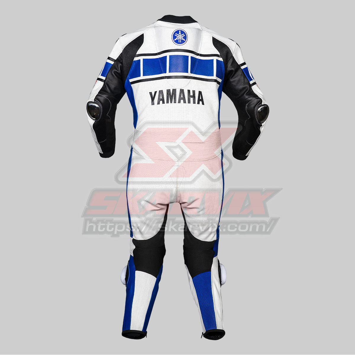 Yamaha White Blue Leather Race Suit