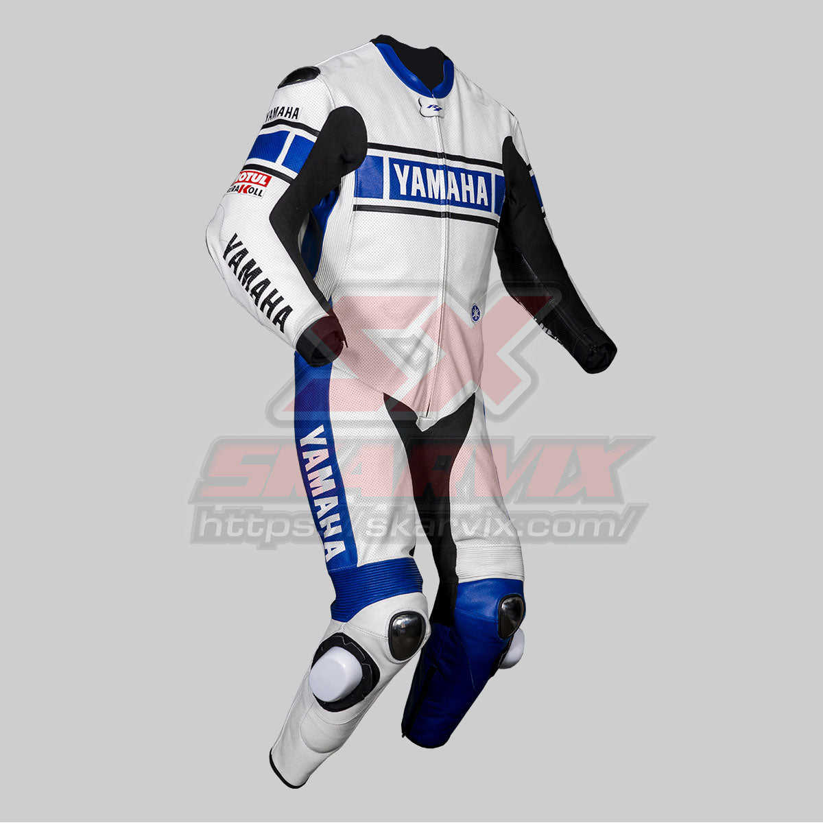 Yamaha White Blue Leather Race Suit