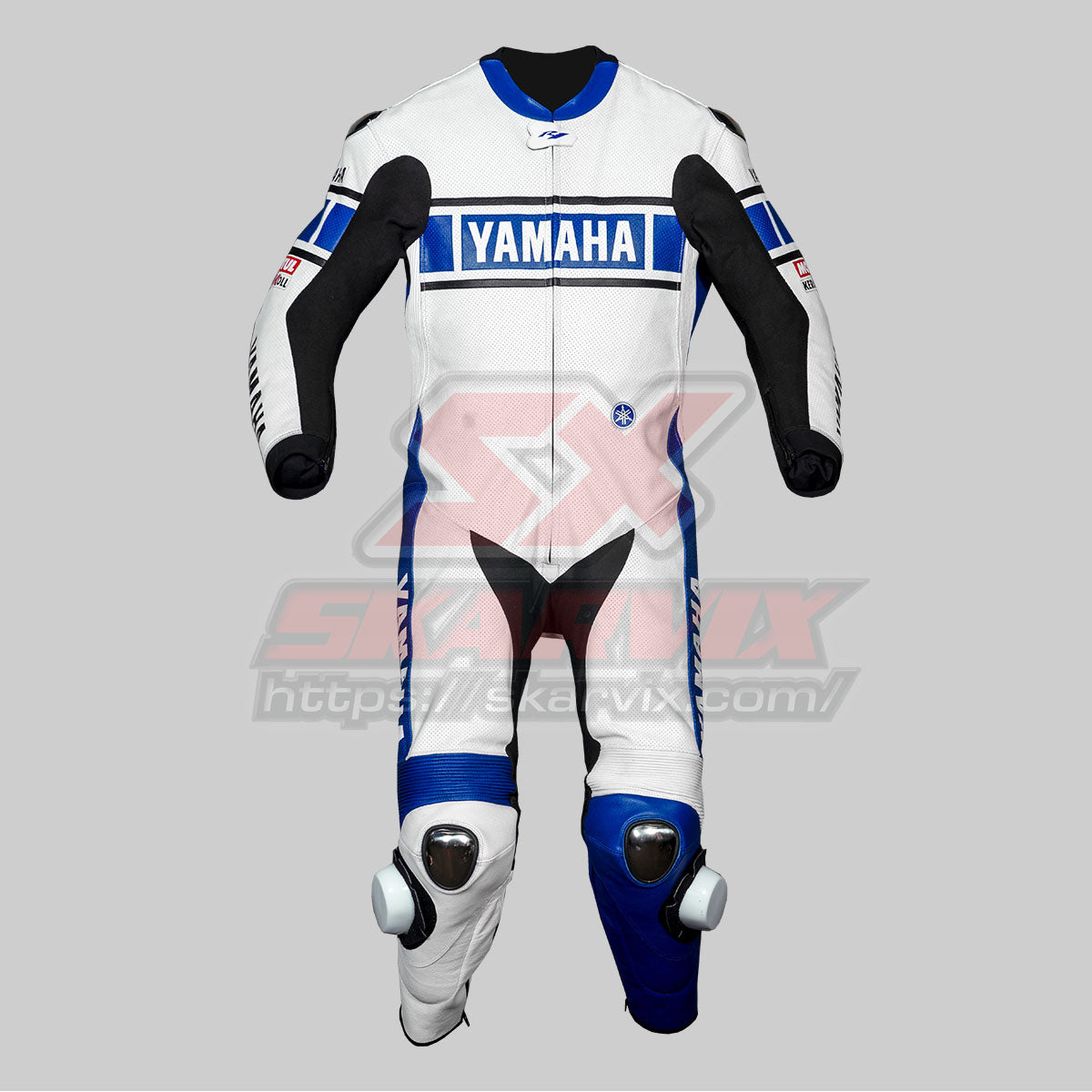 Yamaha White Blue Leather Race Suit