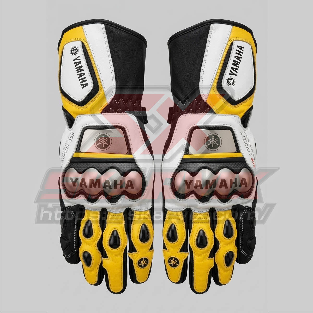 Yamaha Yellow Motorcycle Leather Gloves